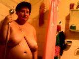 Fat chick with fuckable huge boobs in the shower