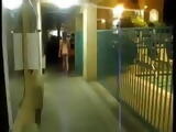 sexy slim girl walks naked in public